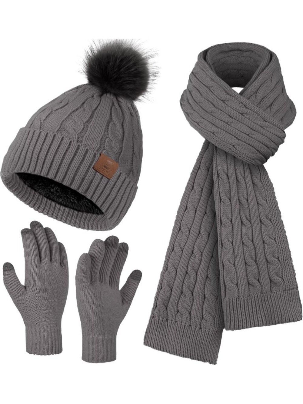 Cozy Women's Winter Beanie, Scarf & Touchscreen Gloves Set - Perfect Gift!